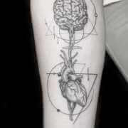 Brain  Heart Arm Tattoo