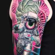 Astronaut tattoo I got done by Christen Kleinfelter today  Tattoo Machine  Gun Jeffersonville Indiana  rtattoos